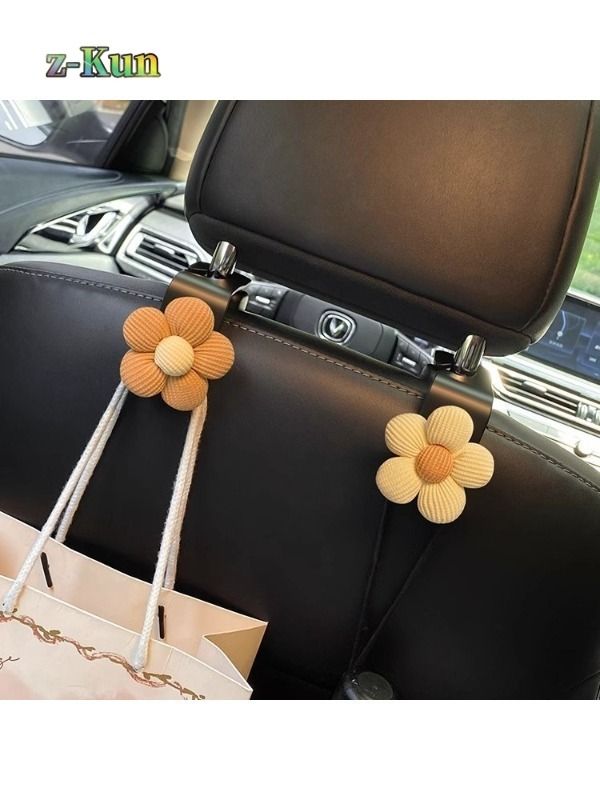 Gancho para reposacabezas de auto, diseño de flor amarilla, organizador de interior