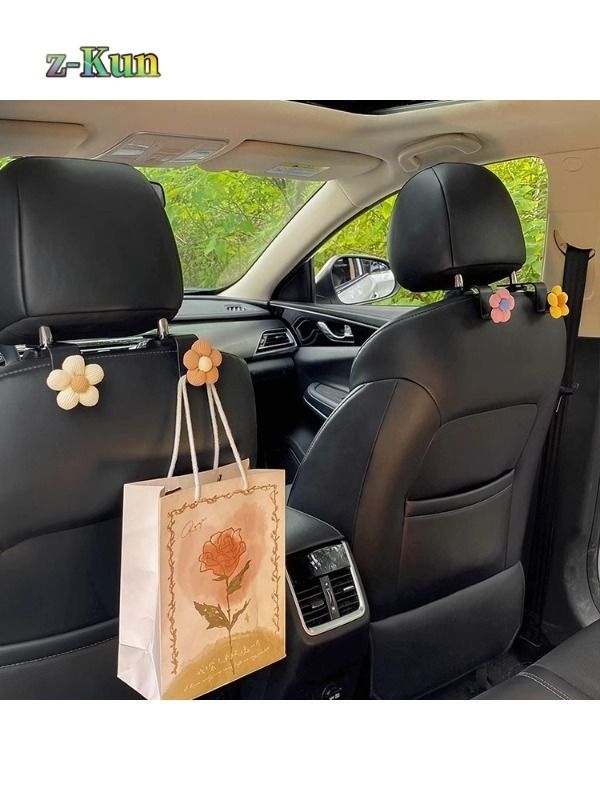 Gancho para reposacabezas de auto, diseño de flor amarilla, organizador de interior