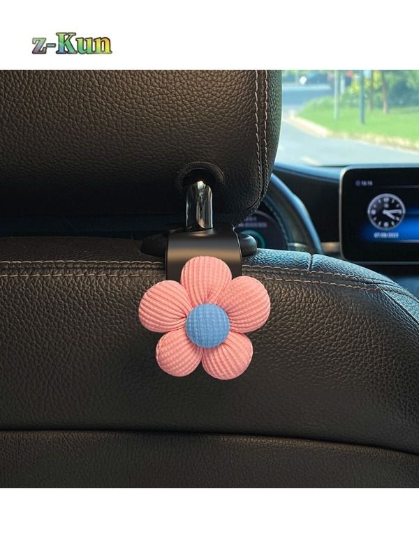 Gancho de Cabecera Rosa con Flor, Organizador de Asiento para Auto, Clip