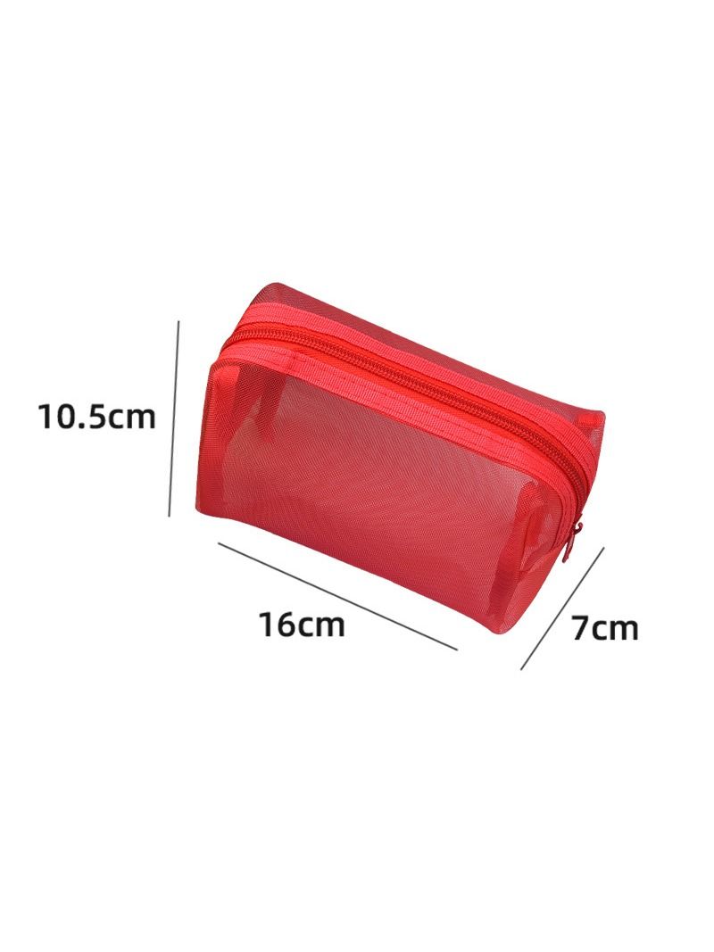Neceser de malla portátil para labial y cables, rojo 16x10.5x6.5cm
