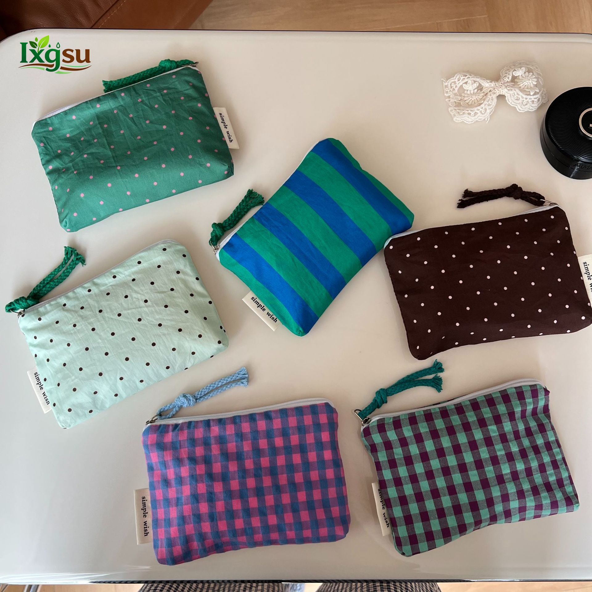 Mini Neceser de Algodón con Polka Dots Retro
